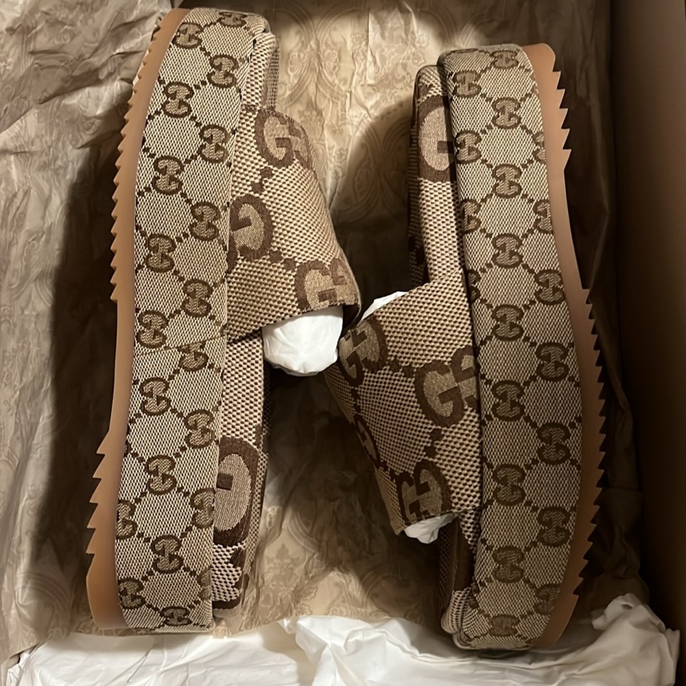Gucci
Angelina GG Canvas Flatform Slide Sandals